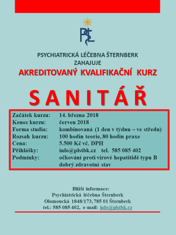 Leták: Akreditovaný kvalifikační kurz Sanitář